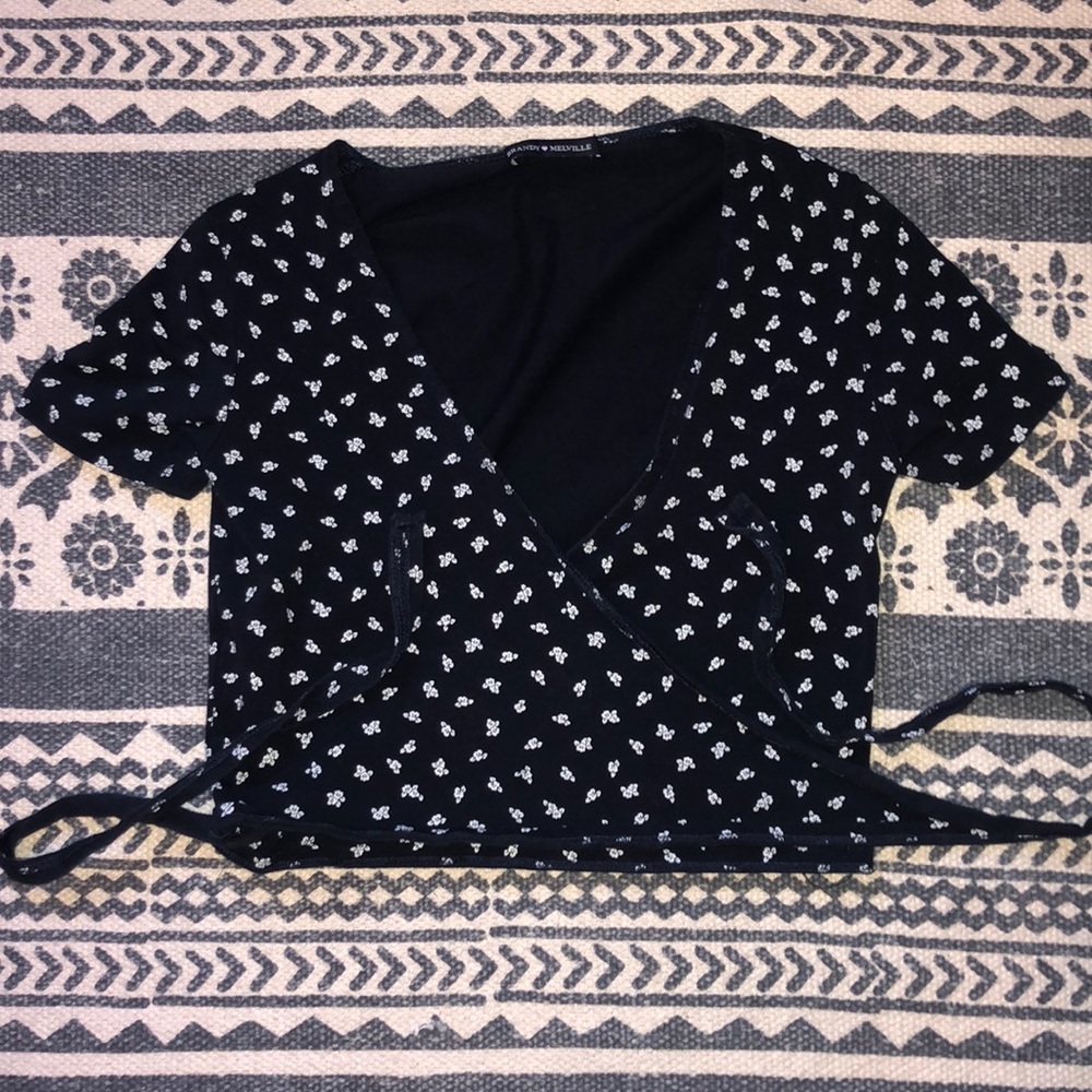 Navy blue Brandy Melville cross tie top